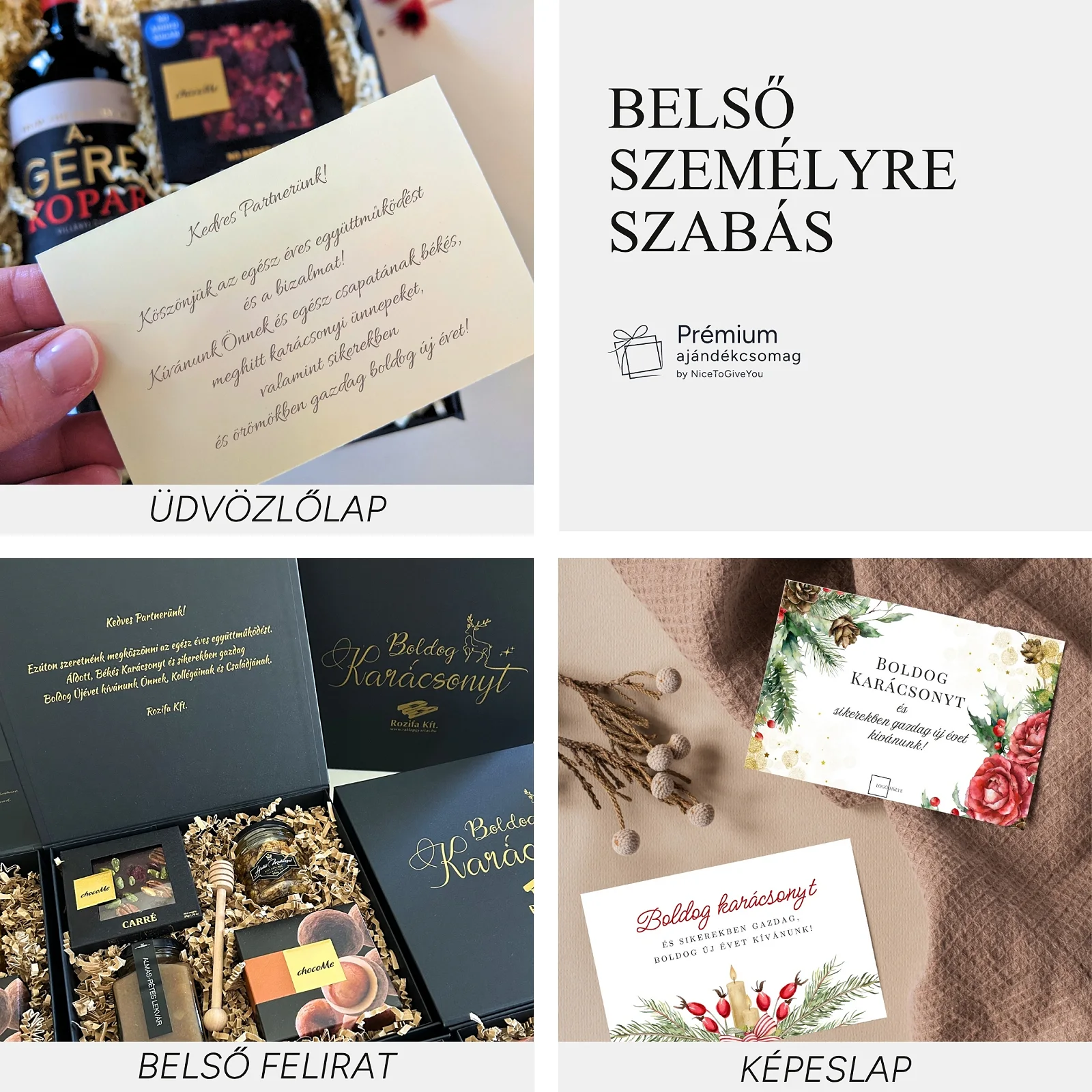 Ajándékcsomag belső személyreszabás
